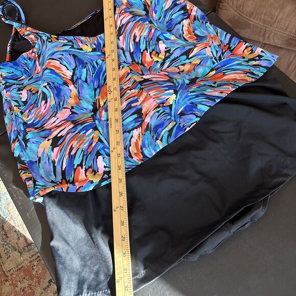 Maxine Of Hollywood 18 swim suit blue Skirted Floral Swim Suit Bathing Suit - Picture 9 of 10